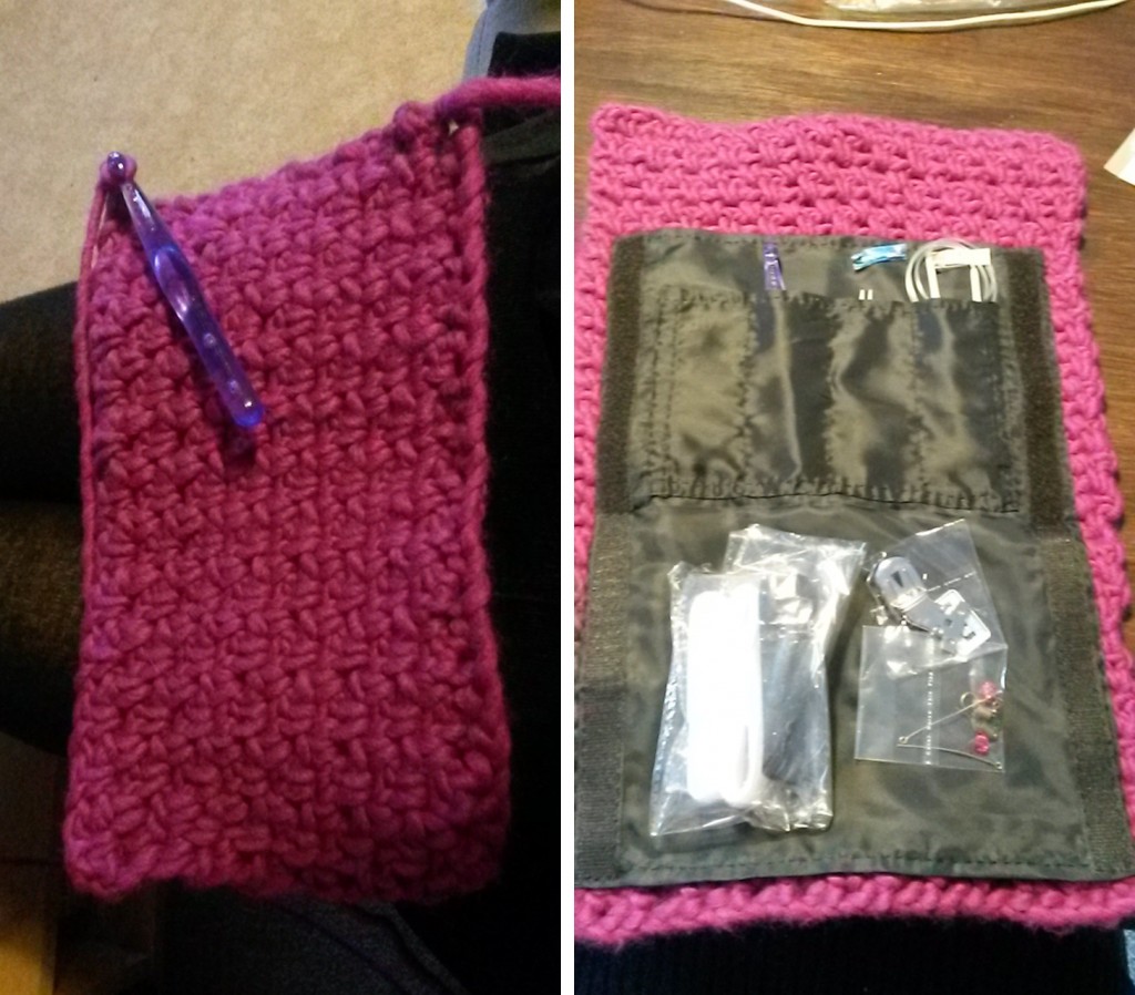 Pochette au crochet de rangement - en cours et ouverte